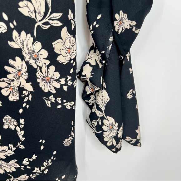 Free People Women Flounce Sleeve High Neck Mini Dress Black Floral Bareback S - Picture 5 of 10